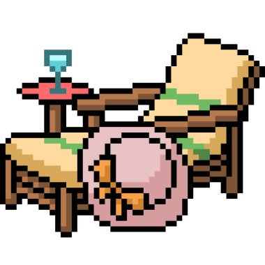 vektör piksel sanat yaz yatağı izole çizgi film