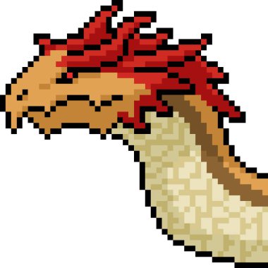 Vektör piksel sanat canavarı kafası izole edilmiş karikatür