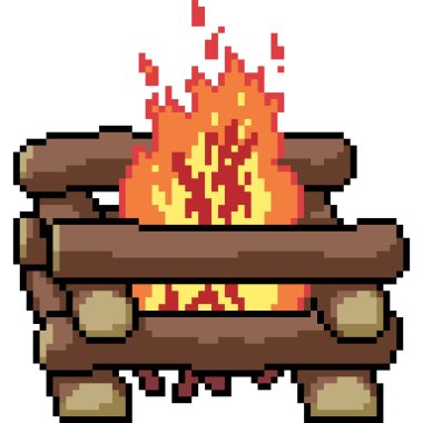 Vektör piksel sanatı izole edilmiş şenlik ateşi