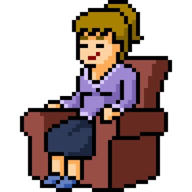 Vektör piksel sanatı kanepesi izole edilmiş çizgi film koltuğu