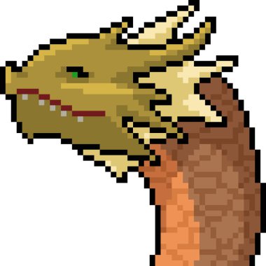 Vektör piksel sanat canavarı kafası izole edilmiş karikatür