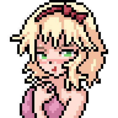 vektör piksel sanat anime kız izole cartoo