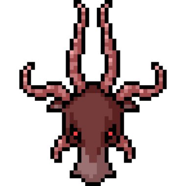 Vektör piksel sanat canavarı kafası izole edilmiş karikatür