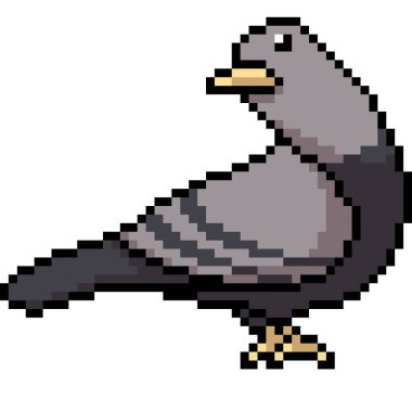 vektör piksel sanat güvercini izole edilmiş çizgi filmi döndürür