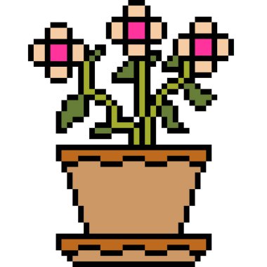 Vektör piksel sanat saksısı izole edildi