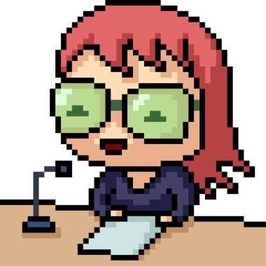 vektör pikseli kadın konuşması izole edilmiş çizgi film