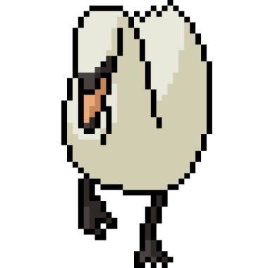 Vektör piksel sanat beyaz ördek izole çizgi film