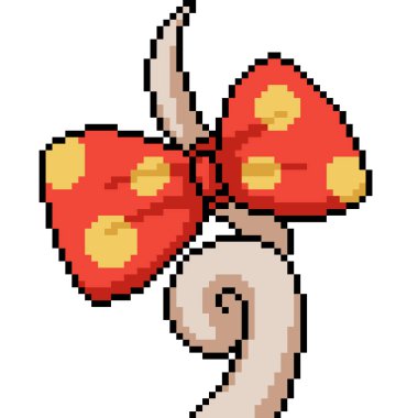 Vektör piksel sanatı izole edilmiş kurdele kuyruğu