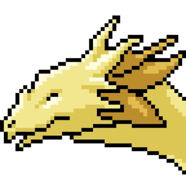 Vektör piksel sanat canavarı kafası izole edilmiş karikatür