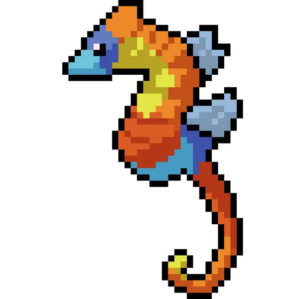 Pixel Vetorial Arte Colorido Cavalo Marinho Isolado Desenhos Animados — Vetor de Stock