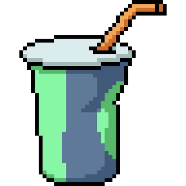 Vector Pixel Art Drink Cup Isolated Cartoon - Stok Vektor