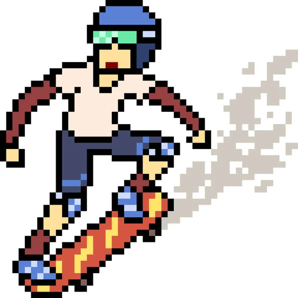 Olahraga Skateboard Seni Vektor Pixel Kartun Terisolasi - Stok Vektor