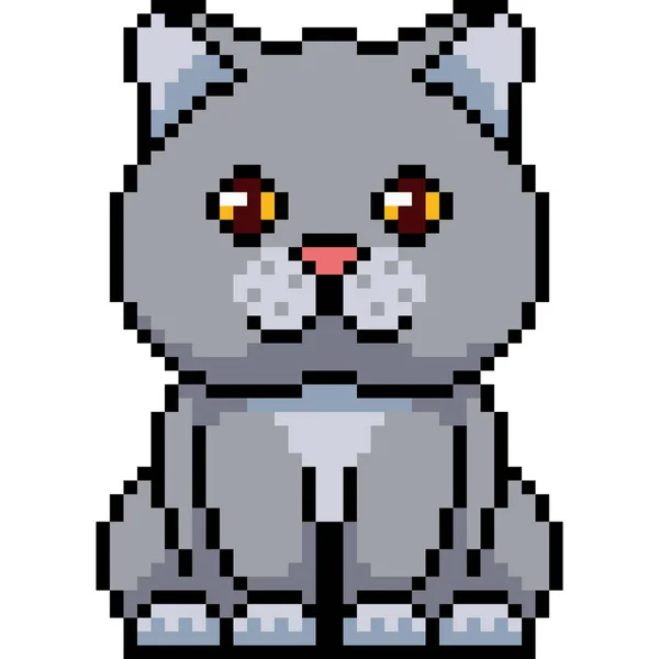 Vector Pixel Arte Gato Sentarse Dibujos Animados Aislados — Vector de stock