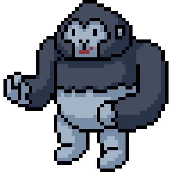 Vettore Pixel Art Gorilla Bambola Isolato Cartoo — Vettoriale Stock