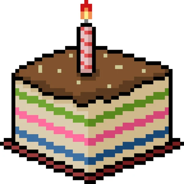 Vector Pixel Art Fancy Cake Snack Isolated Cartoon — Stock Vector