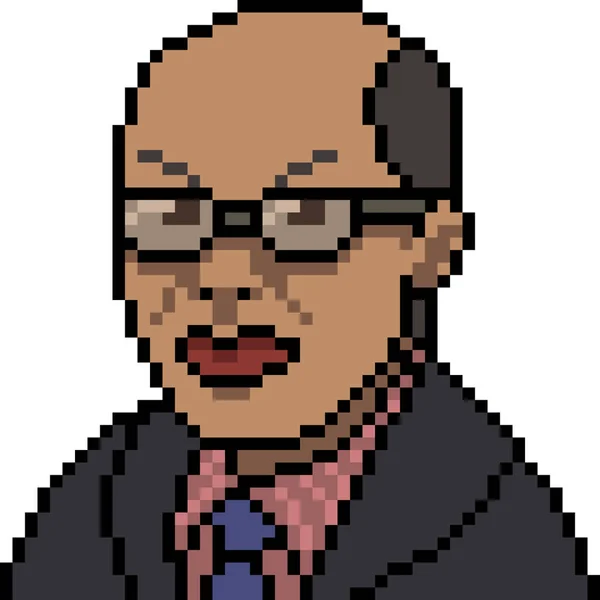 Vector Pixel Kunst Business Zwart Man Geïsoleerde Cartoon — Stockvector