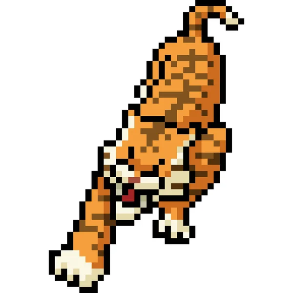 Vecteur Pixel Art Sauvage Tigre Isolé Dessin Animé — Image vectorielle