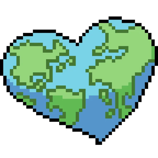 Vector Pixel Kunst Liefde Aarde Geïsoleerde Cartoon — Stockvector
