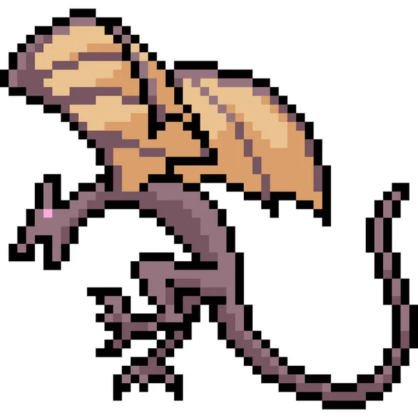 Vector Pixel Art Wyvern Isolado Cartoo — Vetor de Stock