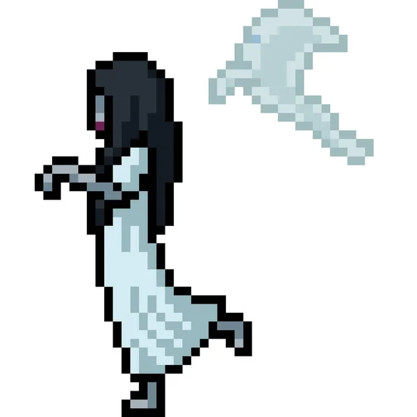 Pixel Vetorial Arte Branca Senhora Desenhos Animados Isolados —  Vetores de Stock