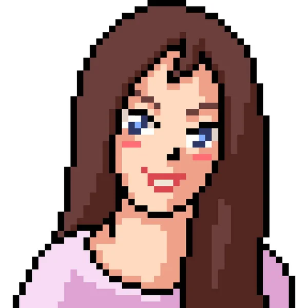 Vecteur Pixel Art Confiant Femme Isolé Dessin Animé — Image vectorielle
