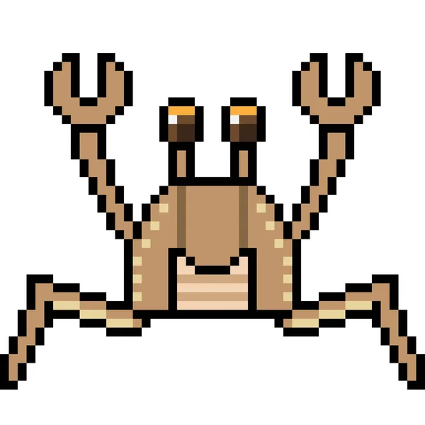 Vector Pixel Art Cartoon Crab Isolated — Stock Vector