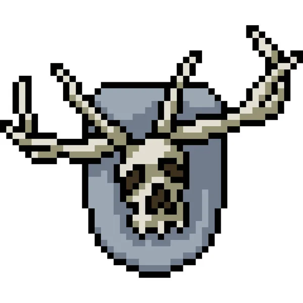 Vector Pixel Art Deer Skull Isolated Cartoon — Stock Vector