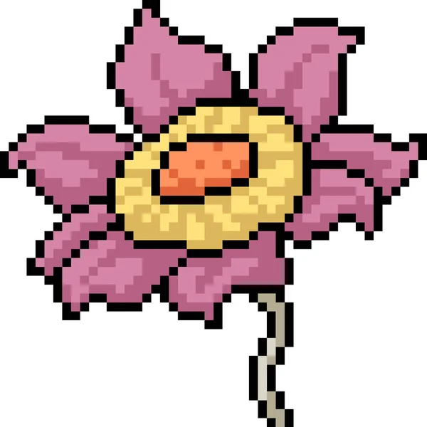 Wektor Pixel Sztuka Fantasy Kwiat Pojedynczy Kreskówka — Wektor stockowy