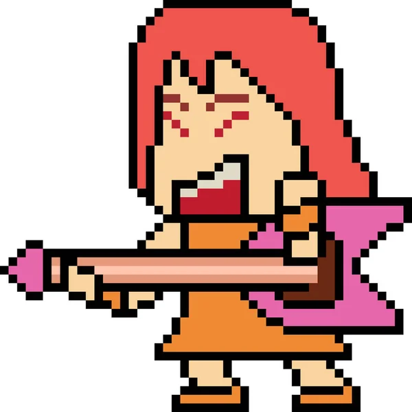 Vecteur Pixel Art Femme Rock Isolé — Image vectorielle