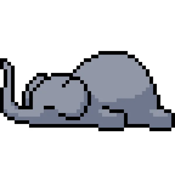 Vector Pixel Kunst Olifant Slaap Geïsoleerde Cartoon — Stockvector