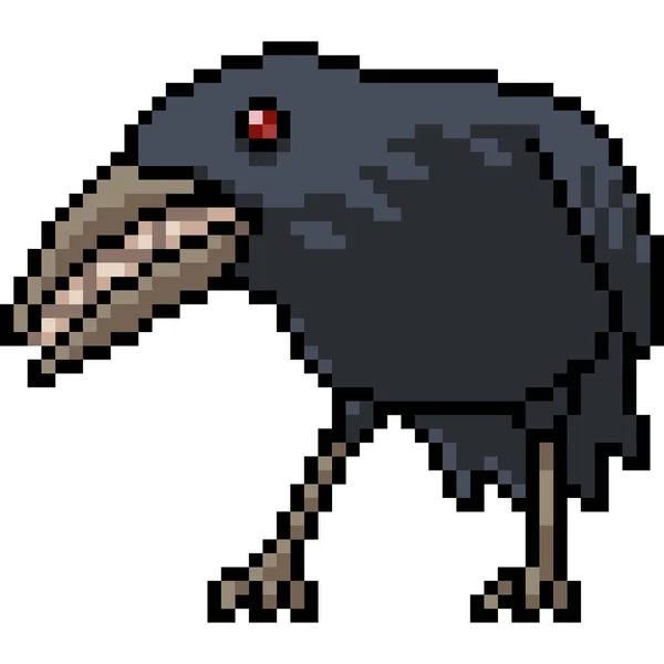 Vector Pixel Art Evil Crow Isolated Cartoon — Stock Vector