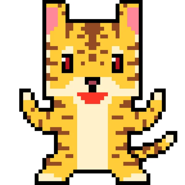 Vecteur Pixel Art Tigre Isolé — Image vectorielle