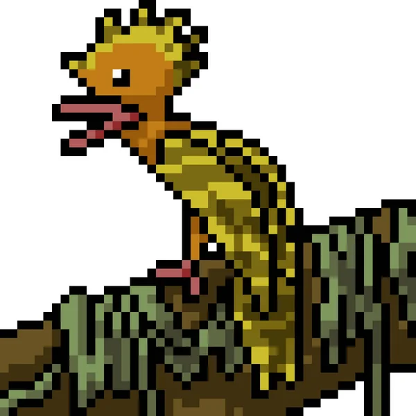 Vecteur Pixel Art Oiseau Huppe Isolé Dessin Animé — Image vectorielle