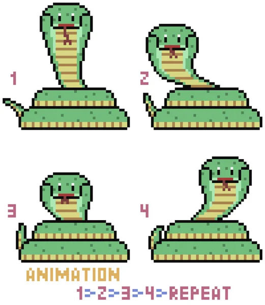 Vektor Pixel Kunst Schlangenrahmen Animation Isoliert — Stockvektor