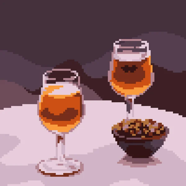 Pixel Kunst Van Luxe Drinkglas — Stockvector