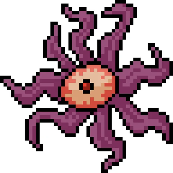 Vecteur Pixel Art Démon Oeil Isolé Dessin Animé — Image vectorielle