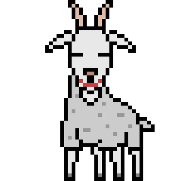 Vecteur Pixel Art Chèvre Isolé — Image vectorielle