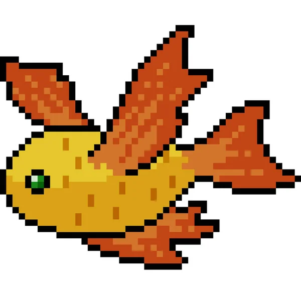 Vettore Pixel Arte Pesce Creatura Isolato Cartone Animato — Vettoriale Stock