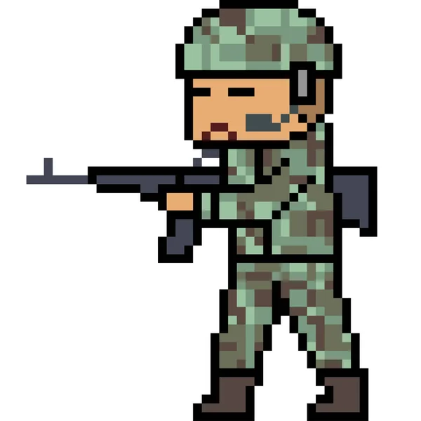 Vettore Pixel Art Soldato Isolato — Vettoriale Stock