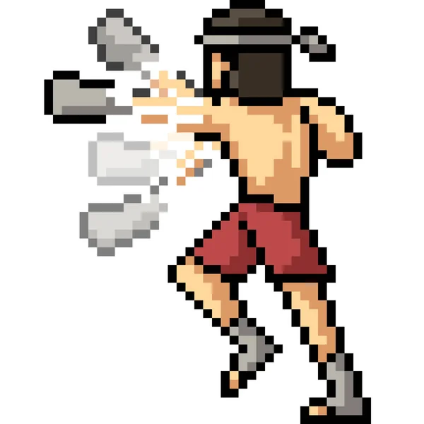 Vecteur Pixel Art Muay Thai Punch Combo Isolé Dessin Animé — Image vectorielle