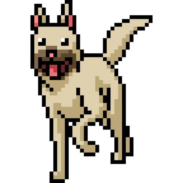 Vector Pixel Art Dog Friendly Cartoo Terisolasi - Stok Vektor
