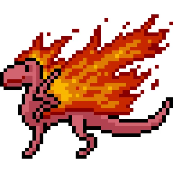 Vecteur Pixel Art Fantaisie Dragon Isolé Dessin Animé — Image vectorielle