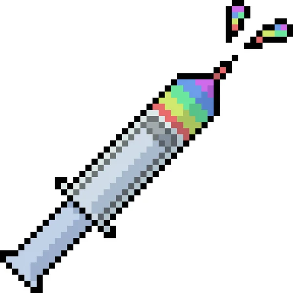 Vector Pixel Arte Arco Iris Jeringa Dibujos Animados Aislados — Archivo Imágenes Vectoriales