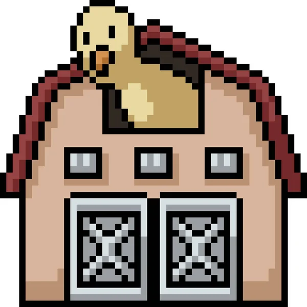 Vector Pixel Art Bird House Isolated Cartoon — Stock Vector