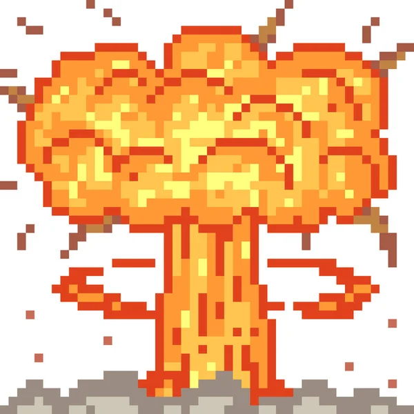Pixel Vettoriale Arte Esplosione Nucleare Isolato — Vettoriale Stock