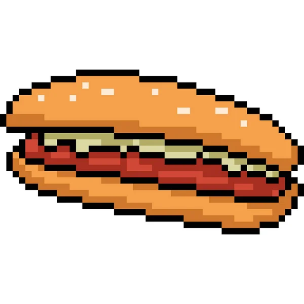 Vector Pixel Arte Hot Dog Dibujos Animados Aislados — Vector de stock