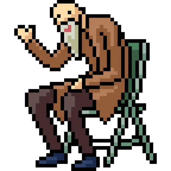 Vecteur Pixel Art Vieil Homme Isolé Dessin Animé — Image vectorielle