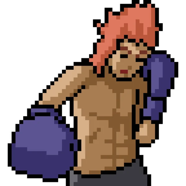 Vecteur Pixel Art Boxe Isolé Dessin Animé — Image vectorielle