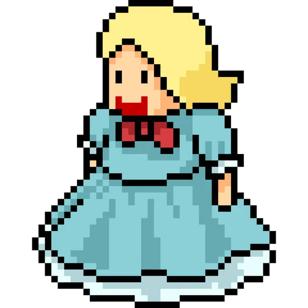 Vecteur Pixel Art Graisse Fille Poupée Isolé Dessin Animé — Image vectorielle