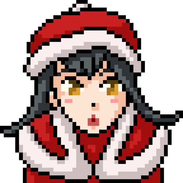 Pixel Vetorial Arte Anime Menina Desenhos Animados Isolados — Vetor de Stock